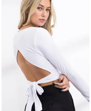 BEYOUtify Basic Tie Back Top (White)