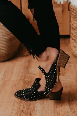Cara Black Stud Mules
