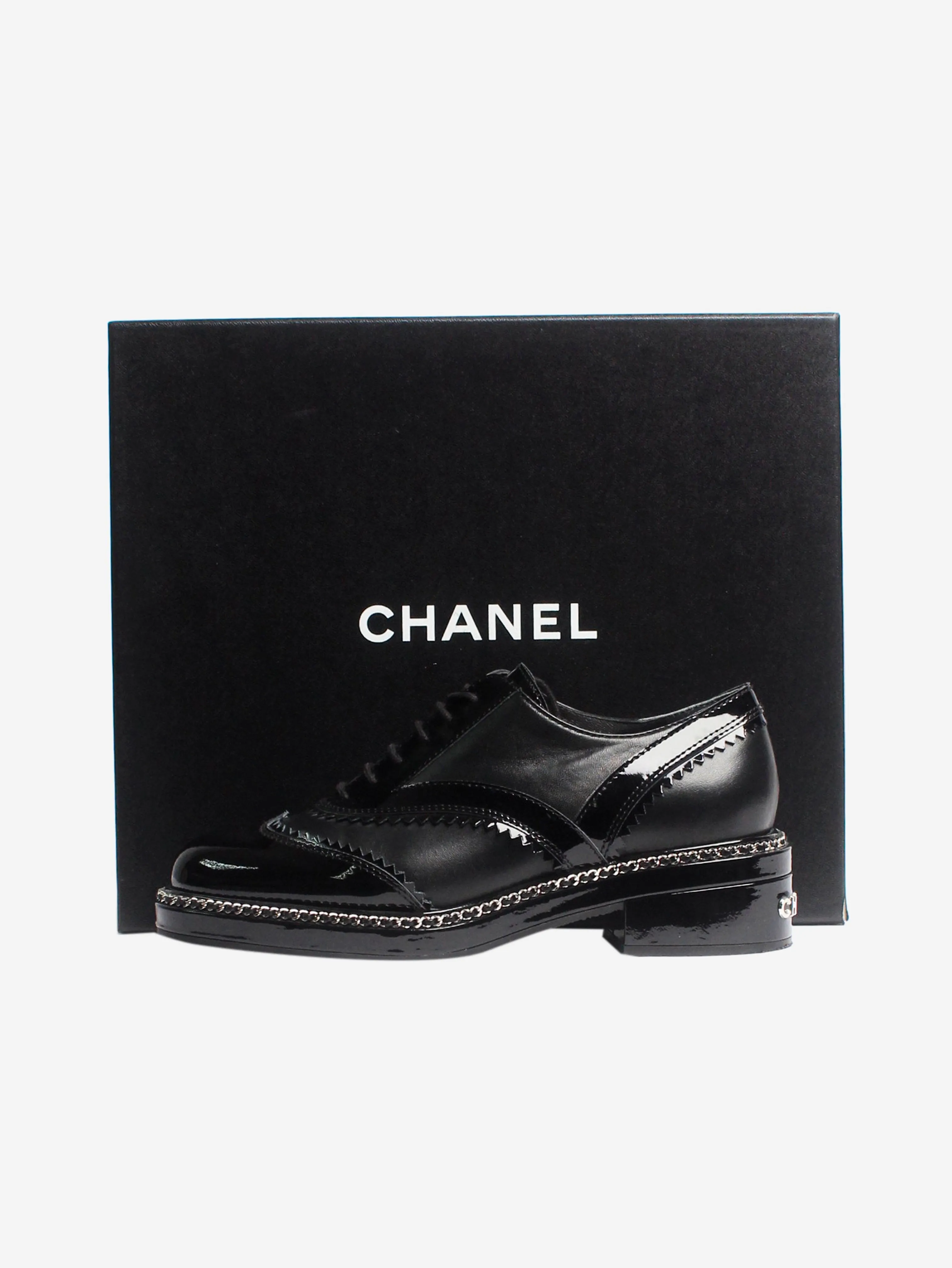 Chanel Black patent Derby shoes - size EU 38