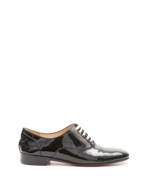 Christian Louboutin Black Patent Derby Lace Up Flats - 38