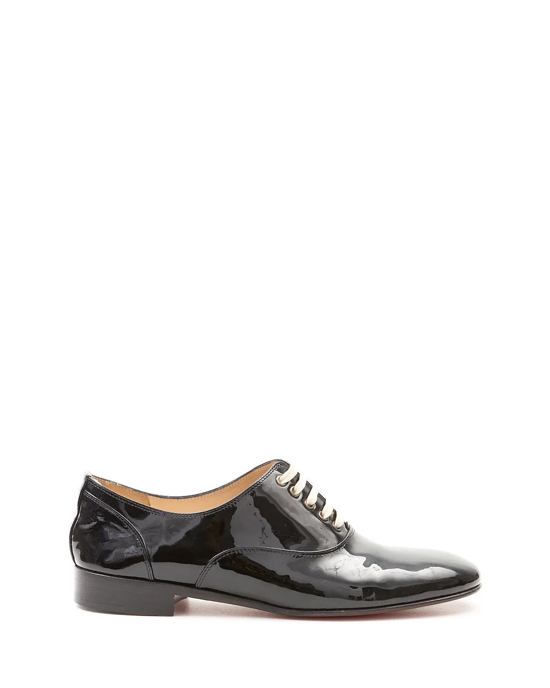 Christian Louboutin Black Patent Derby Lace Up Flats - 38