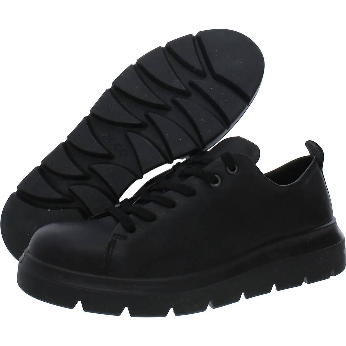 ECCO Womens Leather Lace Up Flats