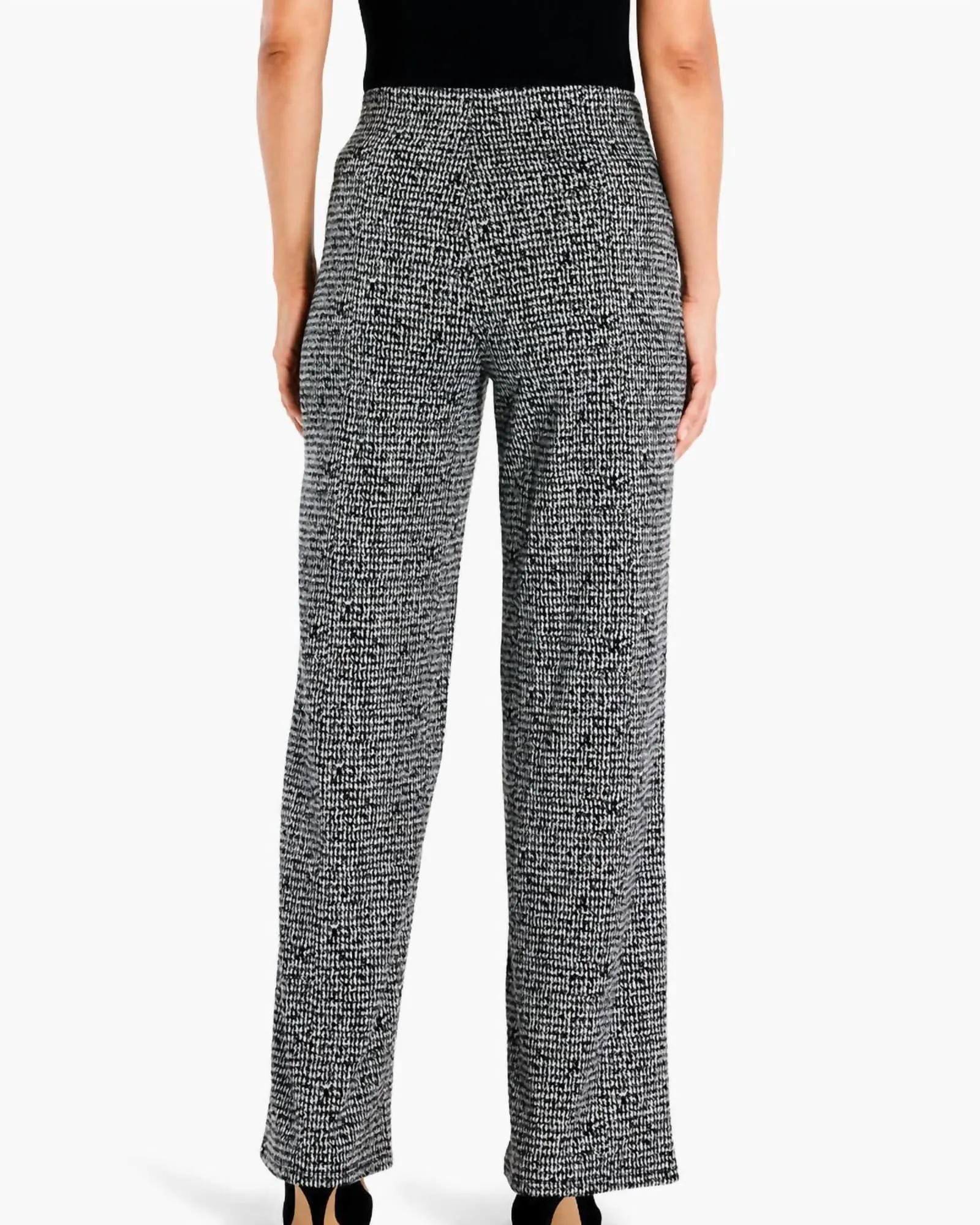 Etched Tweed Wide Leg Ankle Pant in Black Multi | Black Multi