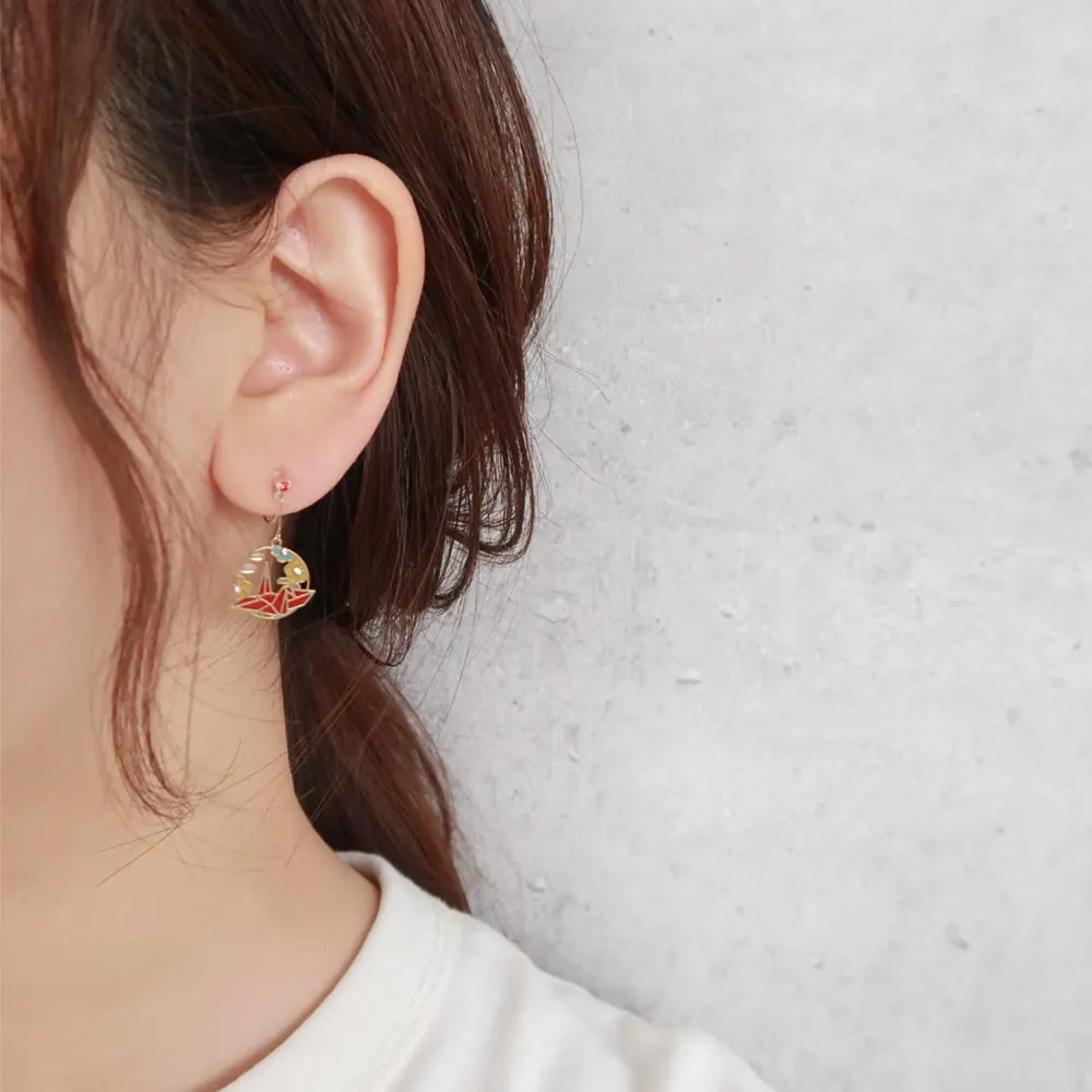 Flower and Crane Japanese Invisible Clip Ons