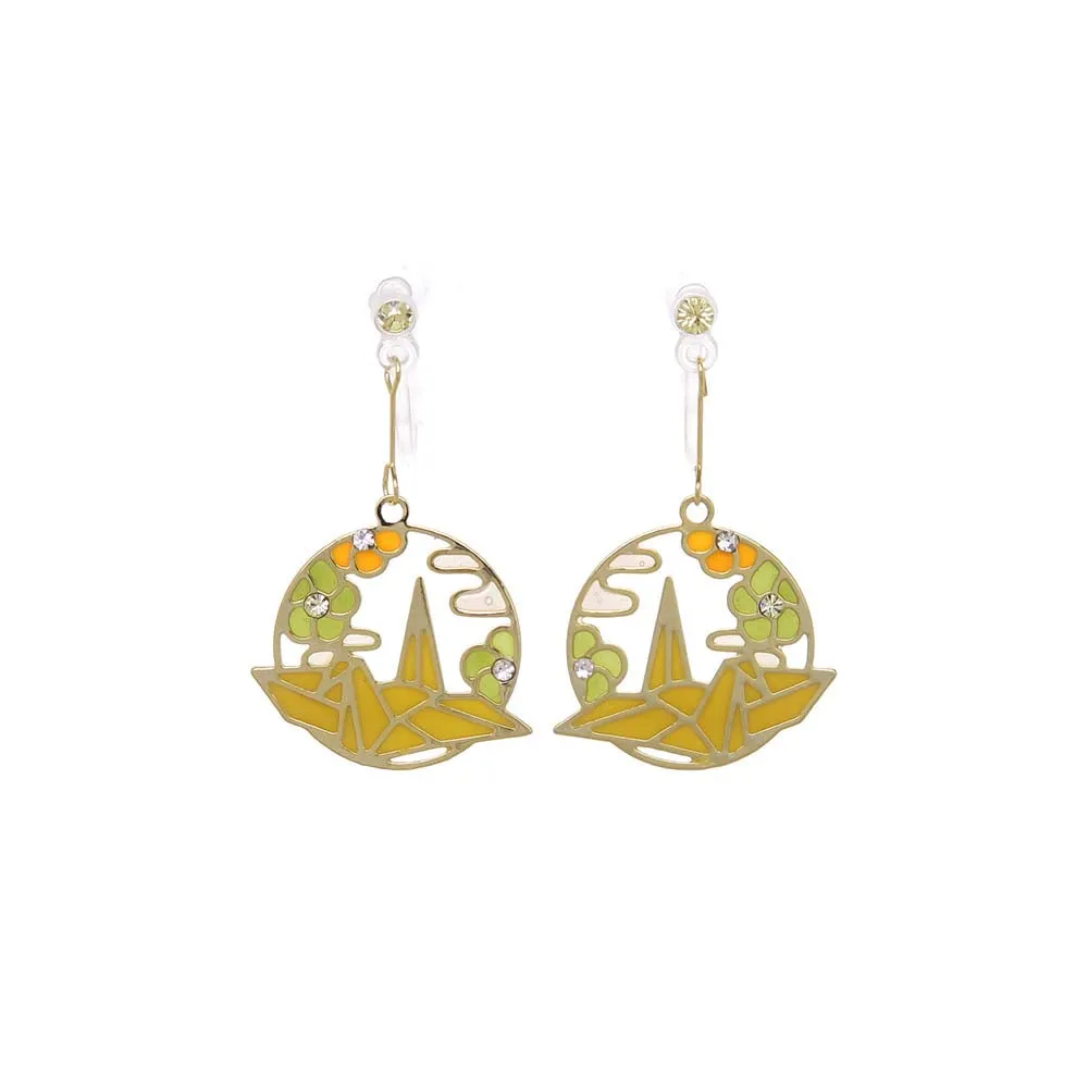 Flower and Crane Japanese Invisible Clip Ons