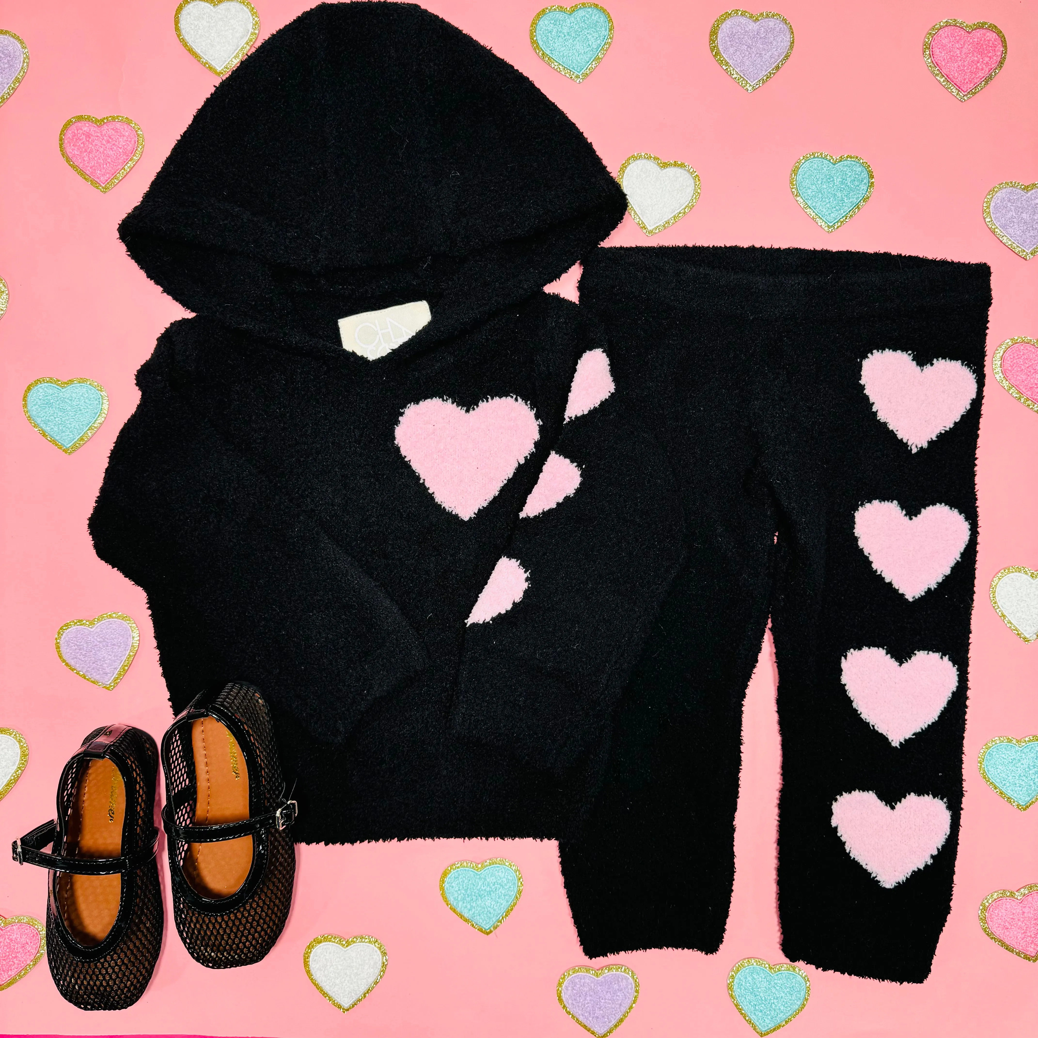 HEARTS FUZZY FLEECE LEGGINGS