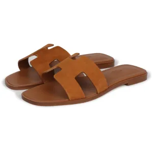 Hermes Oran Sandal Natural Suede Goatskin 37 EU