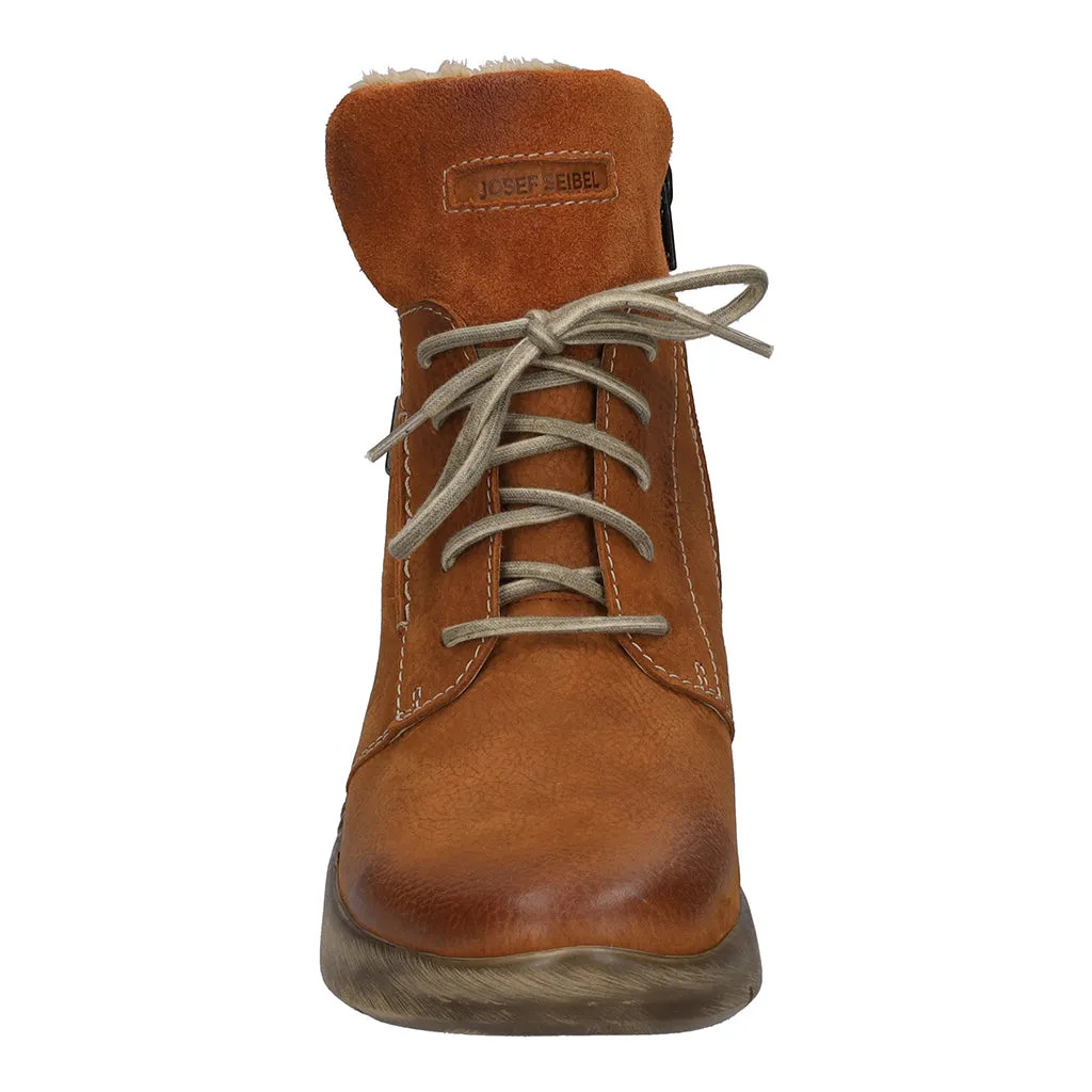 Josef Seibel 91753 Conny 53 Ladies Orange Nubuck Waterproof Arch Support Zip & Lace Ankle Boots
