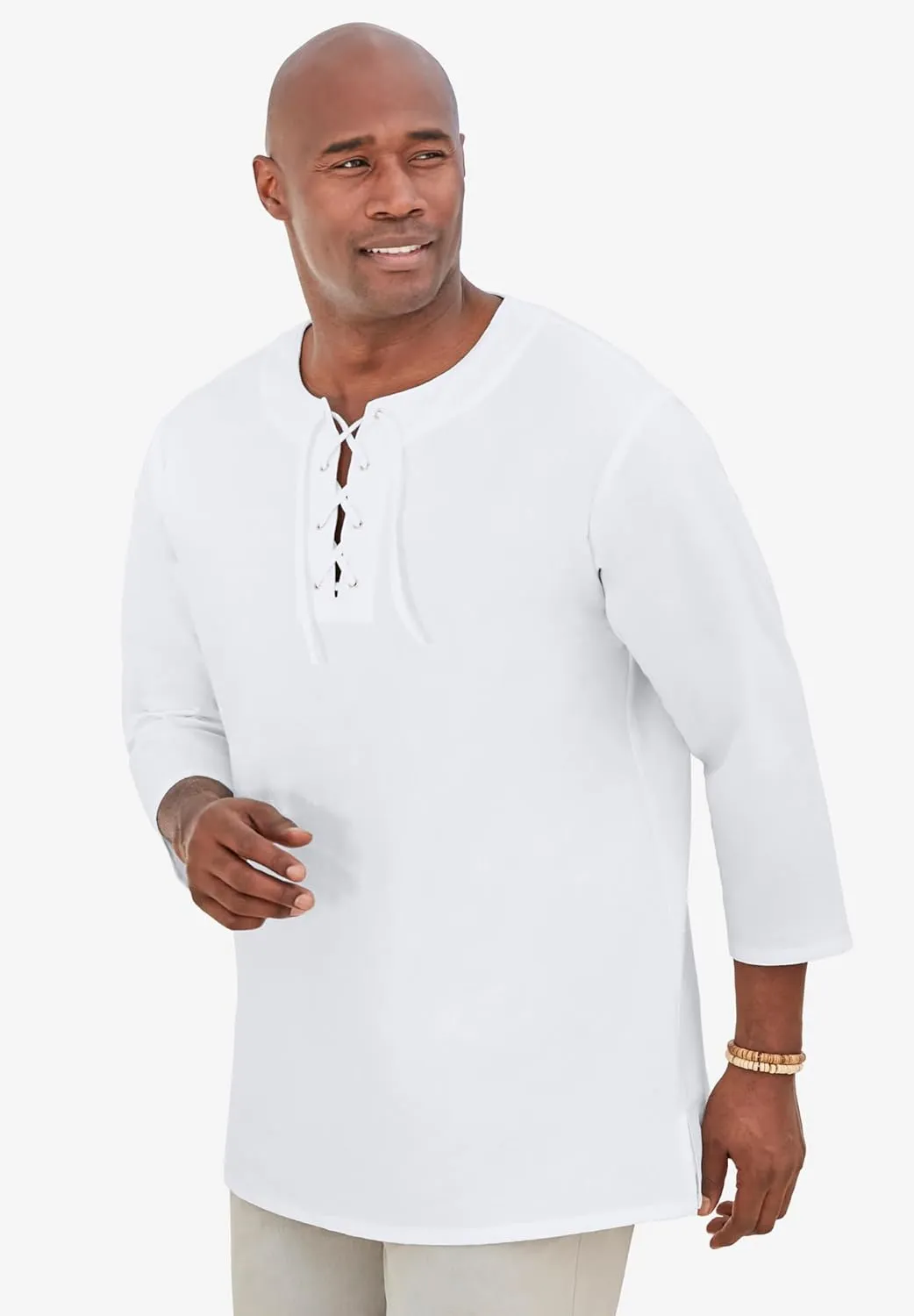 KingSize Men's Big & Tall Gauze Lace-Up Shirt