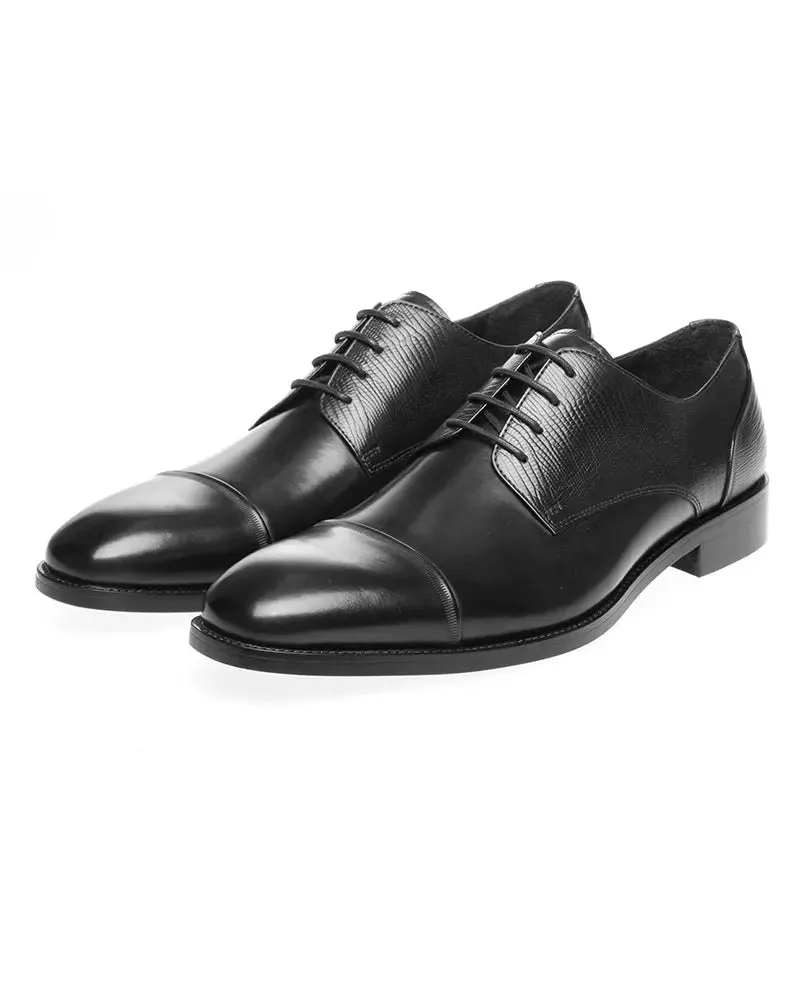 Melton Grain Derby Shoes - Black