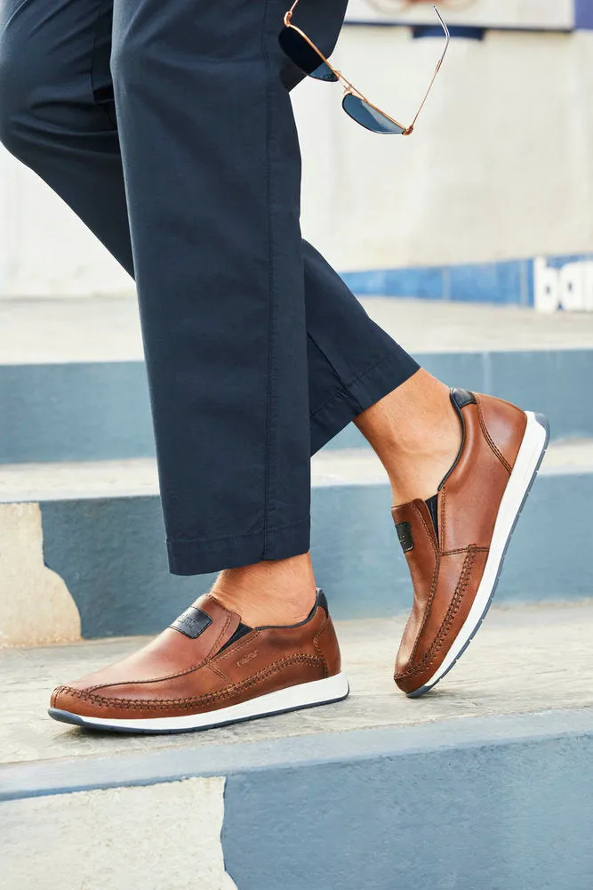 Rieker Mens Leather Slip On Tan 11962-25 sale