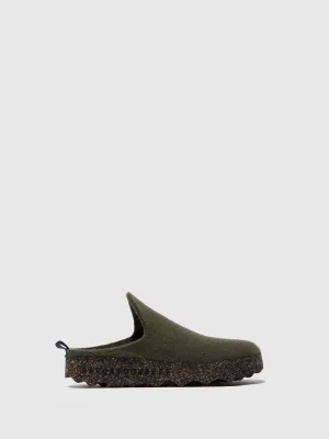 Round Toe Mules COME MILITARY GREEN