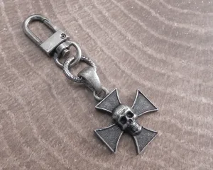 Skull Iron Cross Clip-On