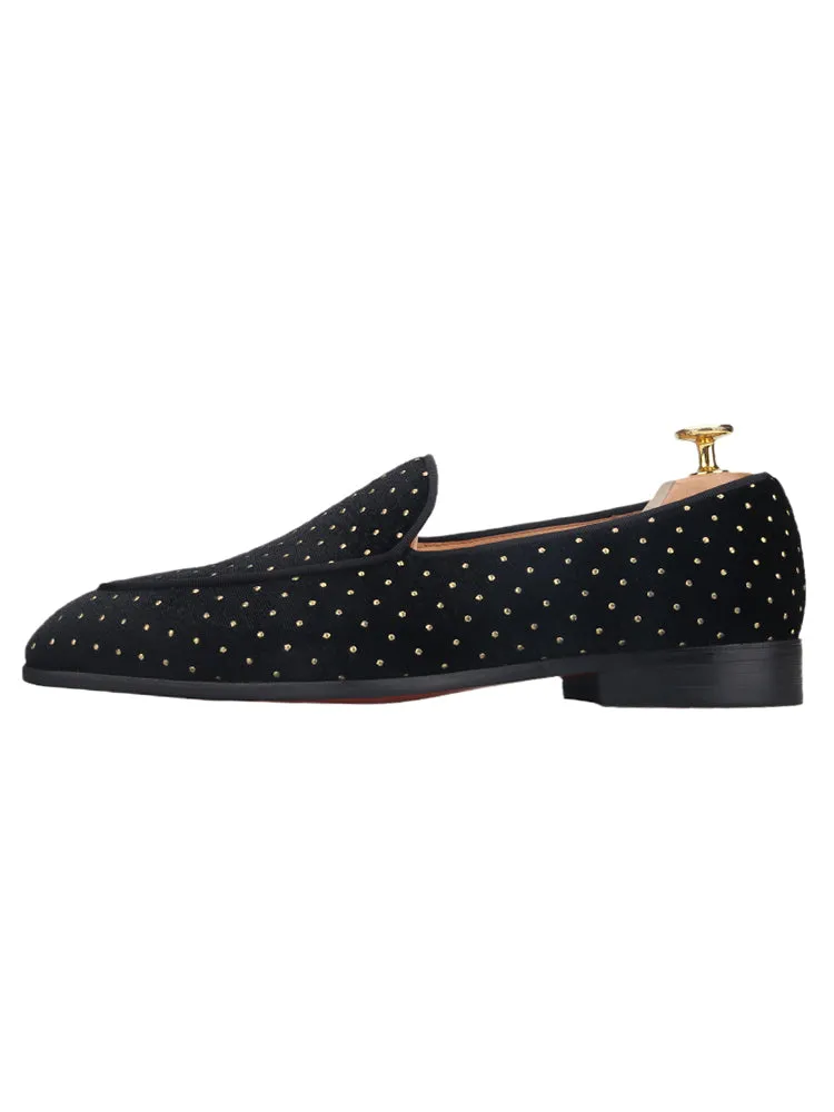 Summer new style breathable leather lining men's slip-on loafers red sole shoes European and American style small gold dot smoking shoes