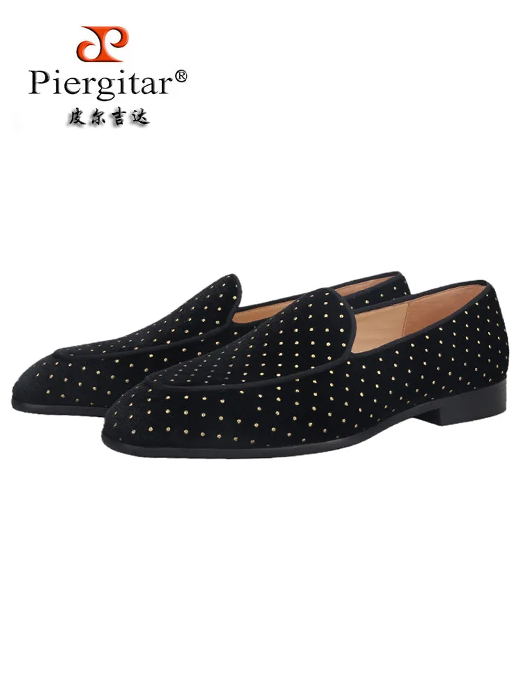 Summer new style breathable leather lining men's slip-on loafers red sole shoes European and American style small gold dot smoking shoes