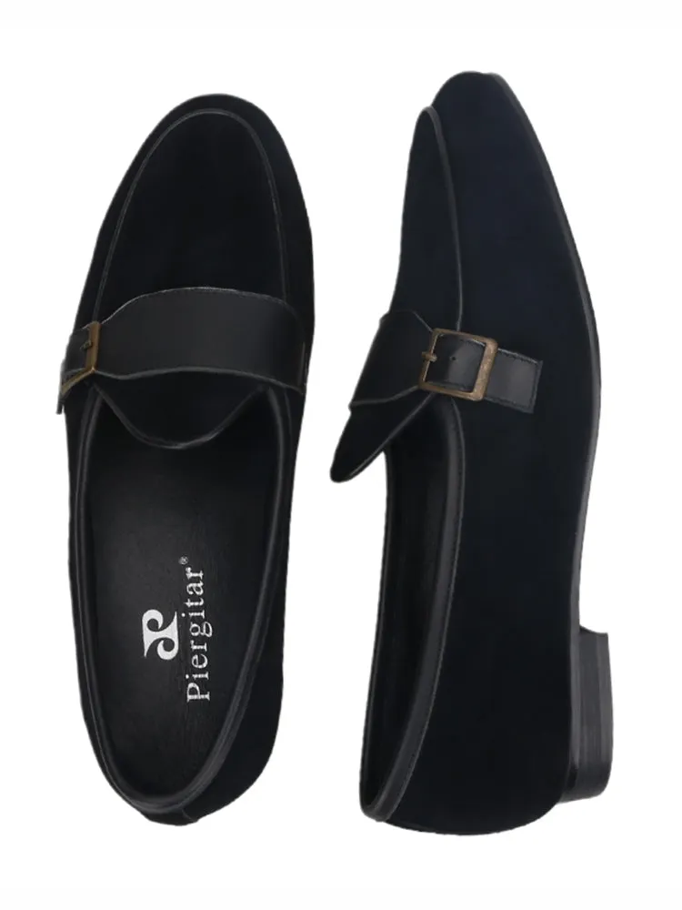 Summer new style breathable nubuck leather men's slip-on lazy shoes European and American style metal buckle casual loafers large size