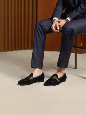 Summer new style breathable nubuck leather men's slip-on lazy shoes European and American style metal buckle casual loafers large size