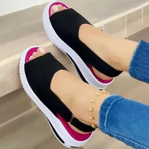Women's Platform Sandals Fish Mouth Flat Flip Flop Non-Slip Wedge Heel