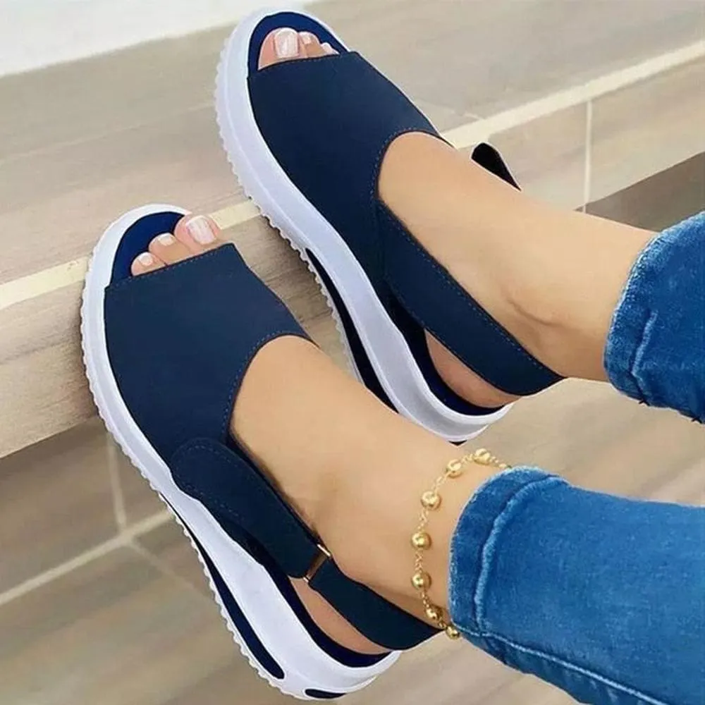 Women's Platform Sandals Fish Mouth Flat Flip Flop Non-Slip Wedge Heel