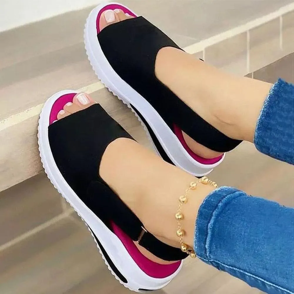 Women's Platform Sandals Fish Mouth Flat Flip Flop Non-Slip Wedge Heel