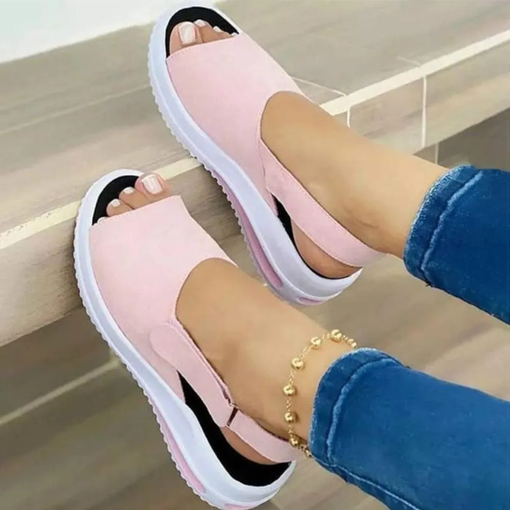 Women's Platform Sandals Fish Mouth Flat Flip Flop Non-Slip Wedge Heel