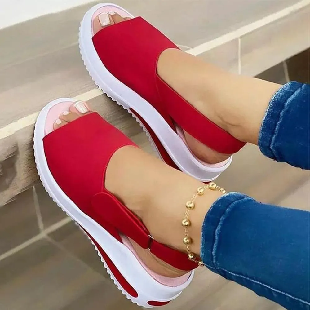 Women's Platform Sandals Fish Mouth Flat Flip Flop Non-Slip Wedge Heel